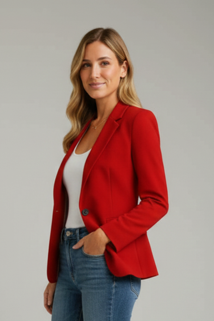 Women’s Blazer with Notched Lapel and Single Button