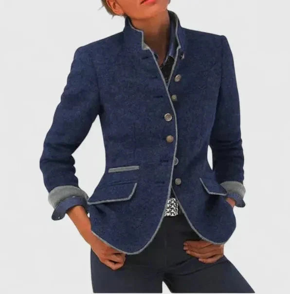 Linda | Tailored Wool Blazer with Contrast Trim