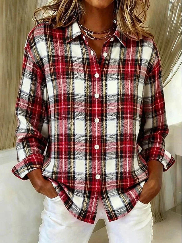 Kelley | Vintage Plaid Button Front Blouse
